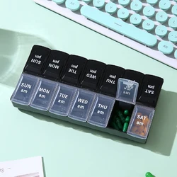 Weekly Pill Organizer with AM/PM Compartments - Portable Medicine Storage Box with Splitter - XLARGE (B)