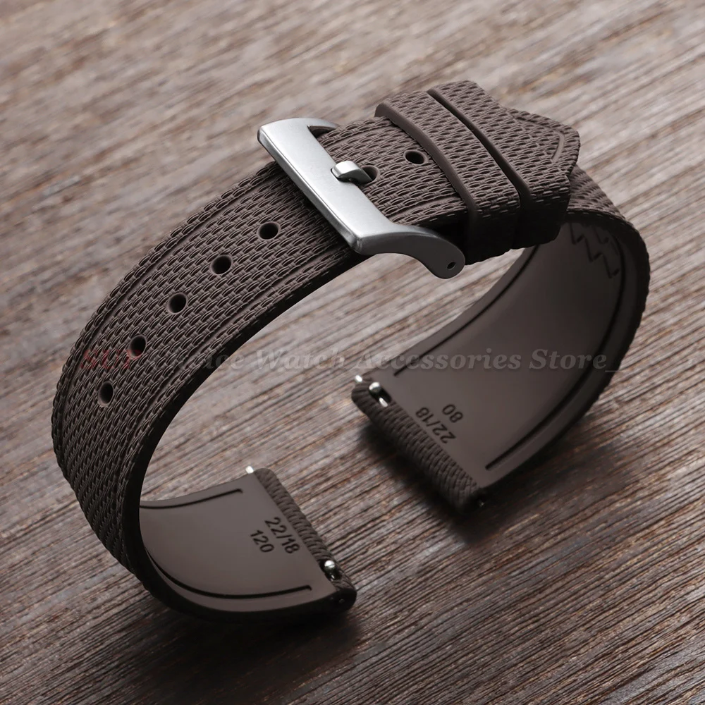 Enhanced FKM Rubber Waterproof Sports Watch Band with Quick Release - Wristband 20mm, 21mm, 22mm