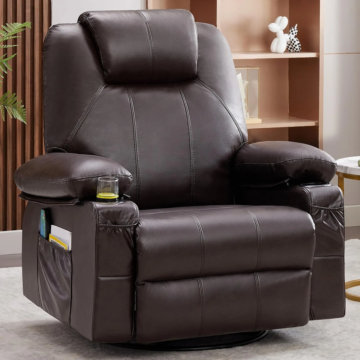 Oversized Swivel Rocker Recliner Chair with Heat and Massage 1