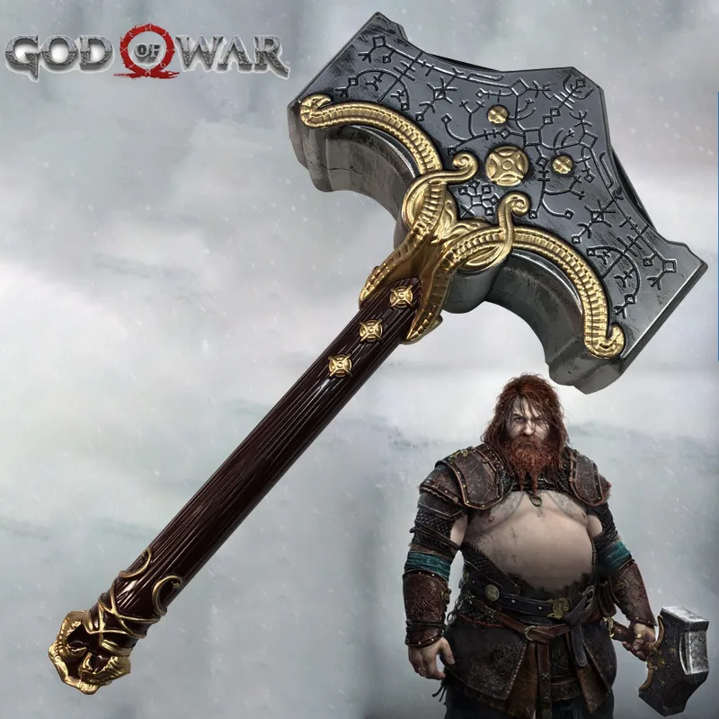 1:1 Cosplay God Of War Arma Thor Hammer Chaos Blade Flame Tomahawk Thunder Hammer Prop Gioco Di Ruolo Ghost Beast Hammer Pu Weap