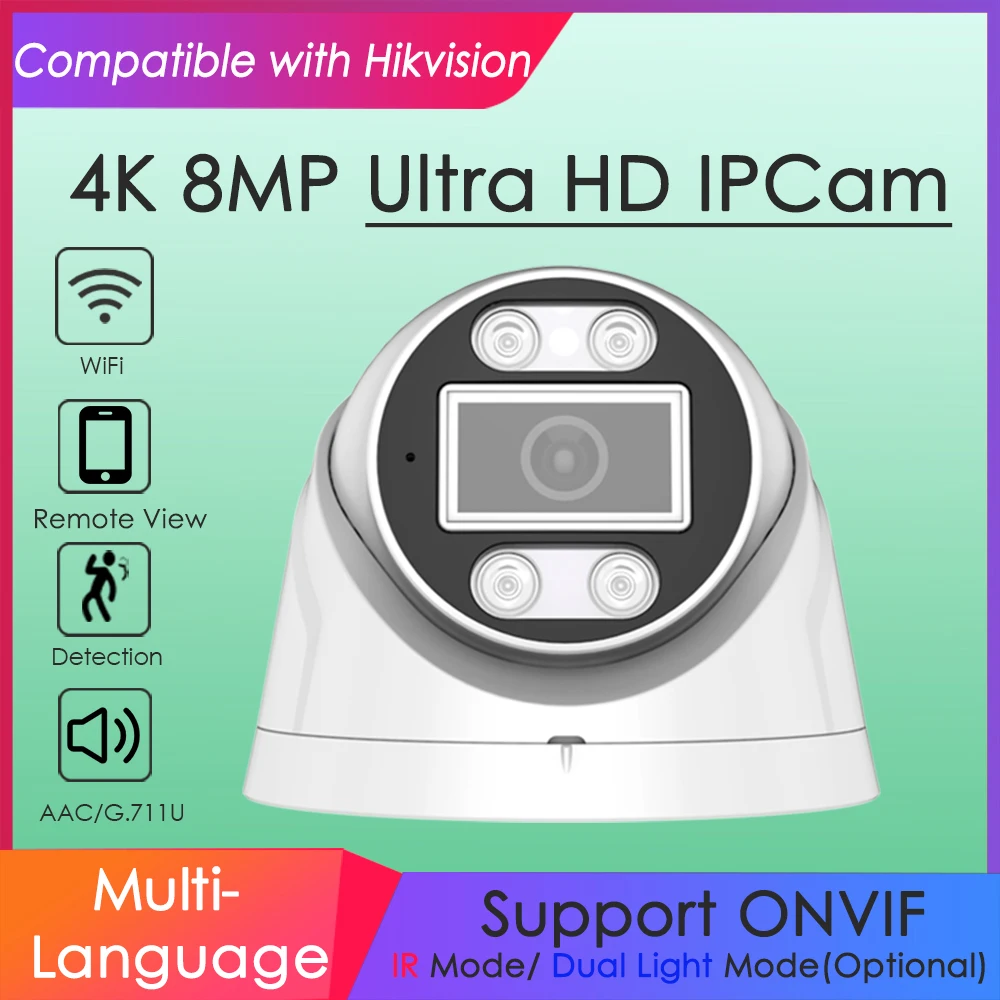 Imx415 4k 8mp Wifi Wireless Ip Camera Compatible With Hikvision Smart