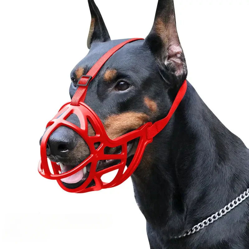 Big Dog Muzzle Mouth Cover Prevent Biting Screaming Eat Small Large Dog Masks Pet Bark Stopper Bar Reflective Tape