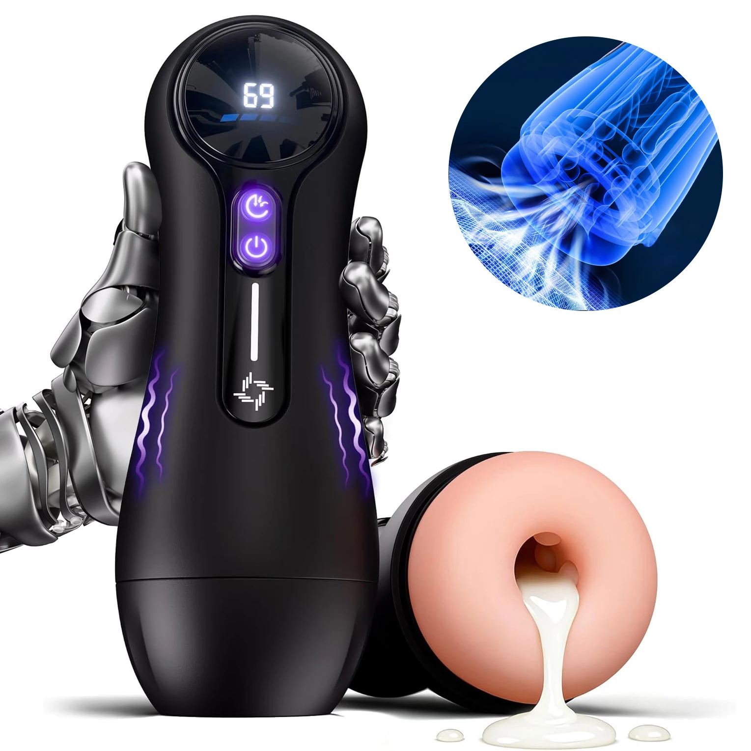 Male Masturbator Penis Pump Adult Sex Toys For 18 Men With 4 Sucking 9 Vibration Modes LED Display Pocket Pussy Realistic Vagina_voghion.com