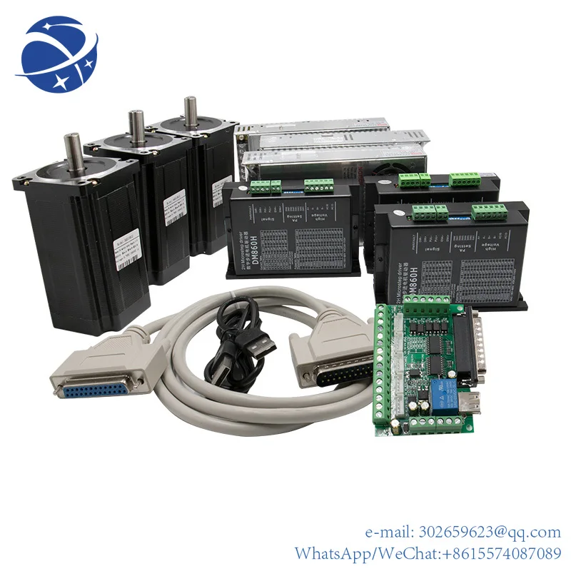 

3pcs 12N Stepper Motor nema 34 & DM860H Driver + 400W 60V Power Supply 5Axis Breakout CNC Kit