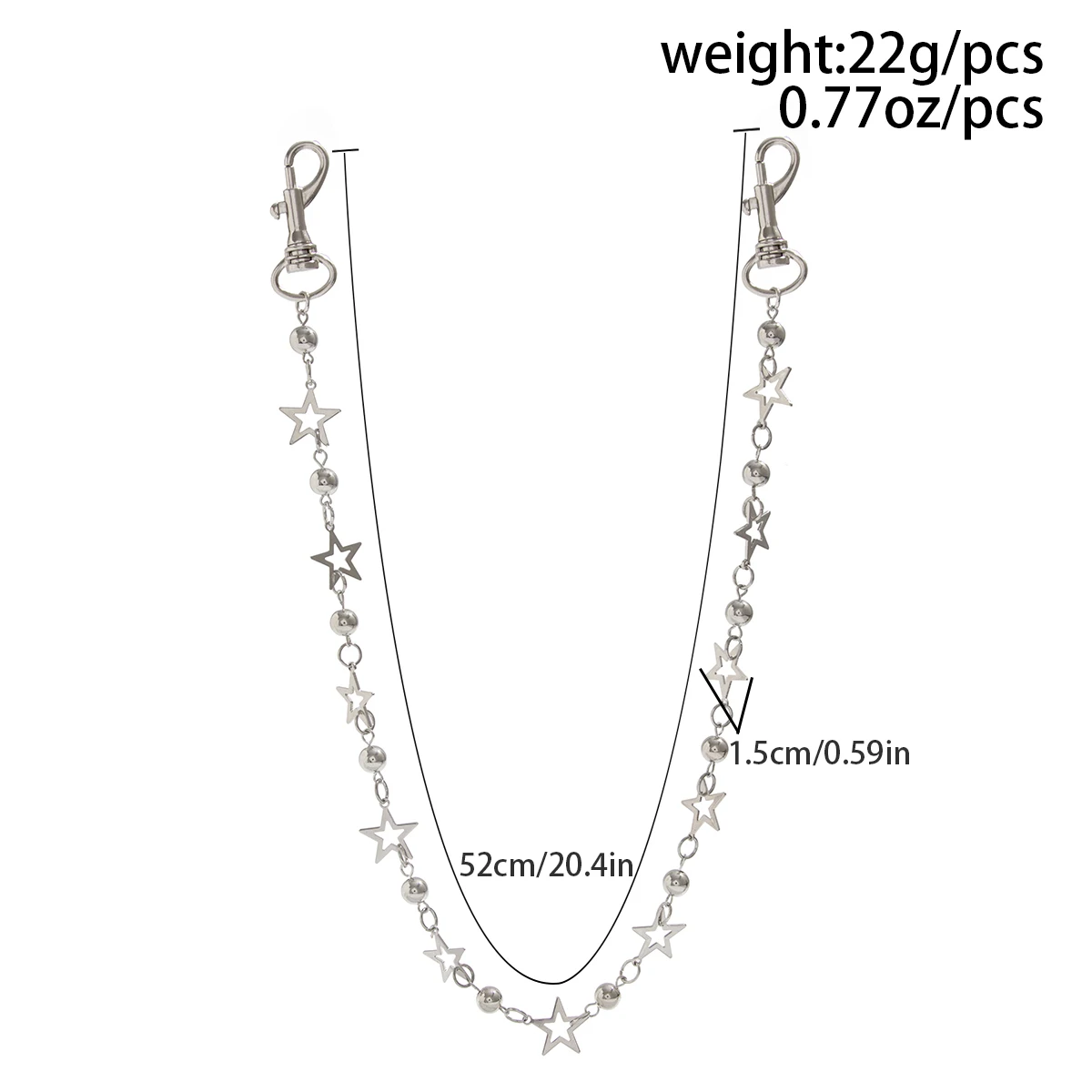 Salircon Punk Hip Hop Star & Spider Beaded Jeans Chain Keychain Jewelry