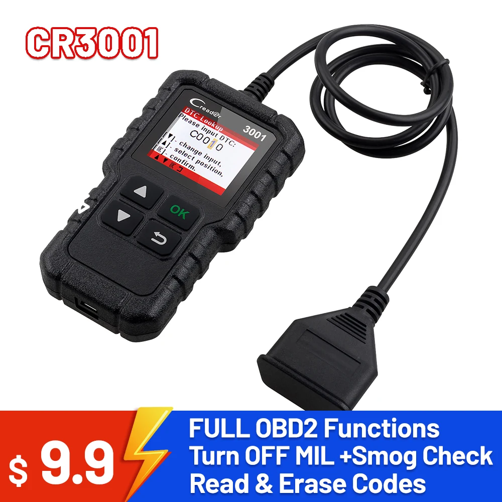 LAUNCH Creader CR3001 Scanner OBD2, lecteur de Code de défaut du moteur Mode 6 outil de Diagnostic CAN pour voitures à protocole OBDII depuis 1996