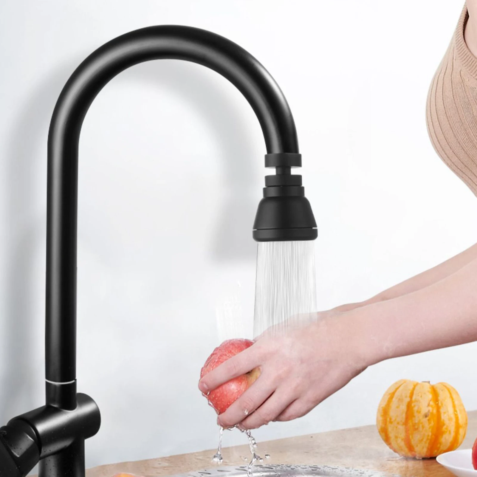 

360° Rotatable Tap Head Faucet Extender Splash-Proof Kitchen Tap Sprayer with 3 Modes Water Saving Black Copper Water Tap Head