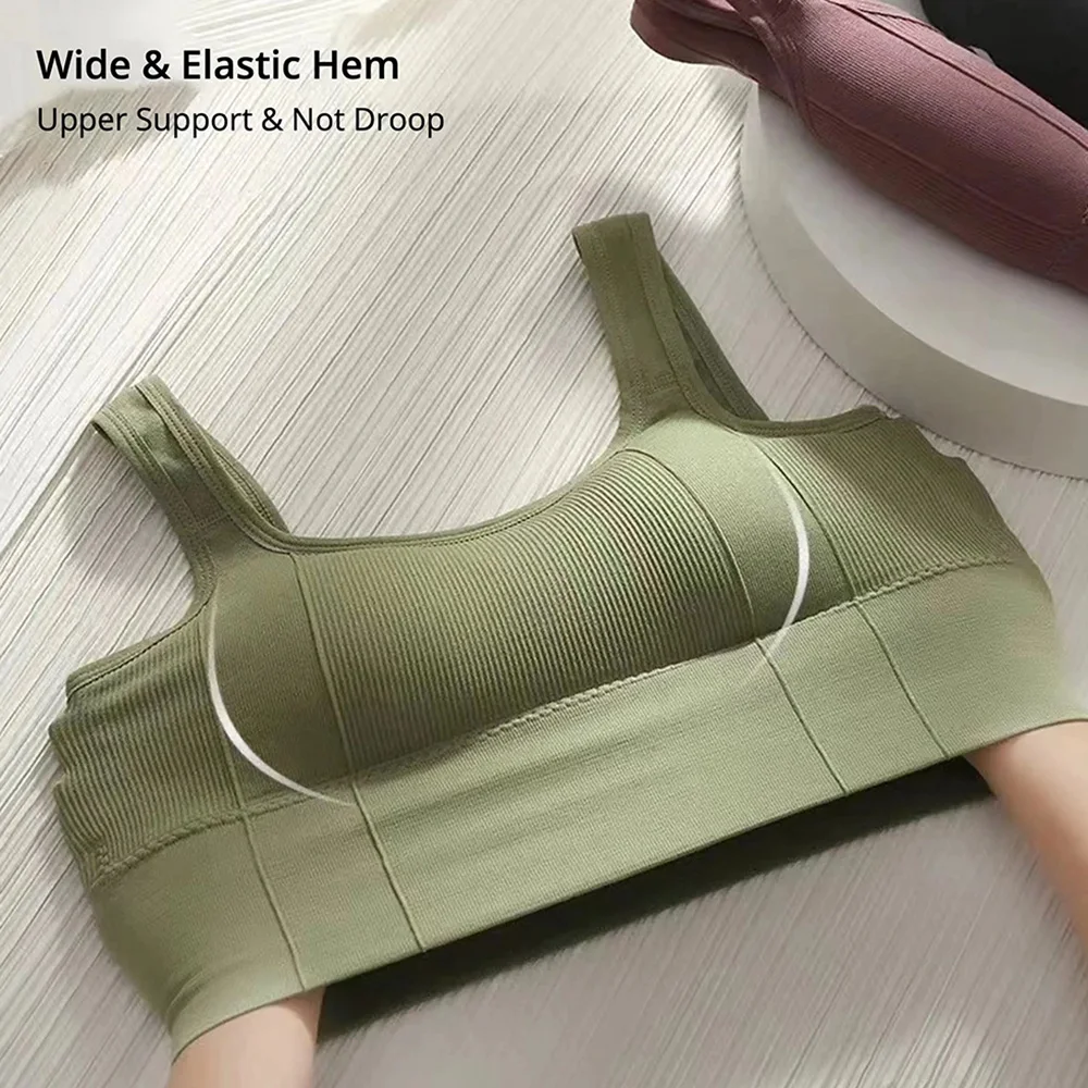 Women Crop Tops with Built in Bras Seamless Wire Free Yoga Workout