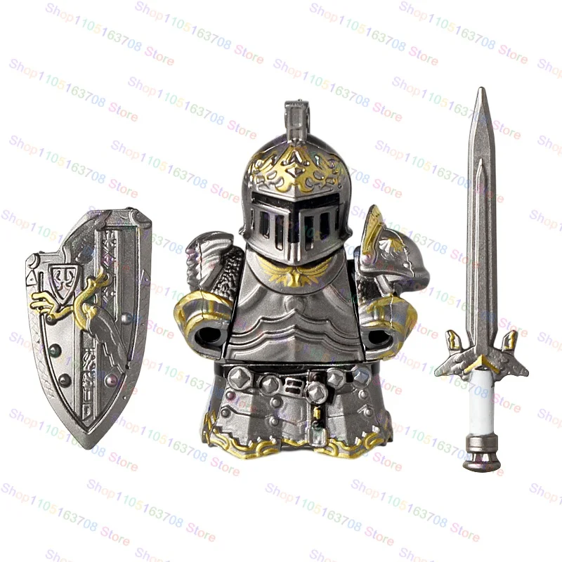 Deluxe Medieval Knight Action Figures with Armor & Accessories - Building Block Set