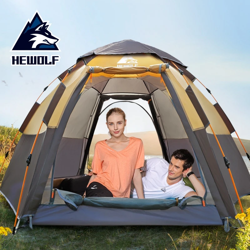 Hewolf Hexagonal Automatic Tent Rain Proof Sun Protection Folding Quick Opening Portable Beach Picnic Outdoor Camping Pergola