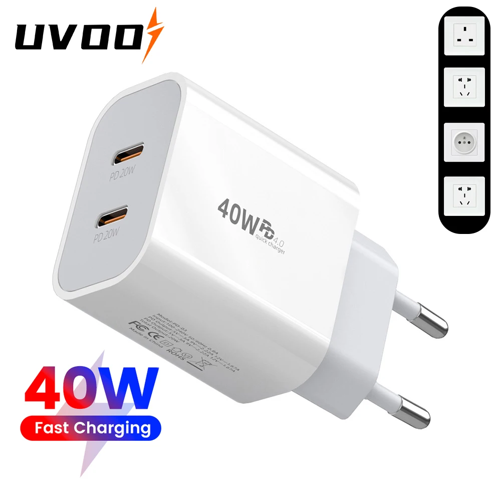 

USB C Charger Adapter Quick Charge QC 3.0 Dual PD Charger Type C Fast Charger Adapter For iPhone Xiaomi Samsung Huawei Phone