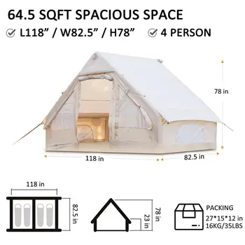 Inflatable Tents for Camping, Blow Up Tent with Hand Pump, Easy Setup Inflatable Tent House, Waterproof Oxford Air Tent for Camp 2