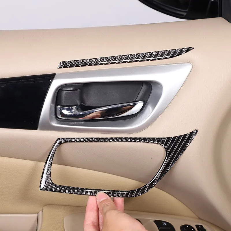 

For Nissan Pathfinder 2013-2018 Soft Carbon Fiber Car Inside Door Handle Frame Cover Trim Stickers Car Accessories