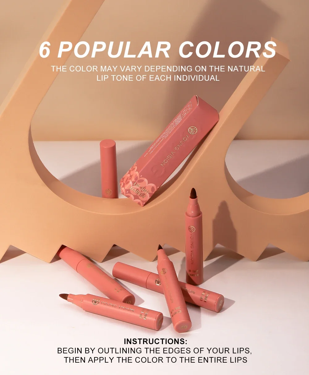 Description Picture 6 of itemLip Tint Pen 6 Colors Available Matte Water Lipstick, Non-Stick Cup Long-Lasting Smooth Lip Liner and Lip Stain Combo Lip Tint