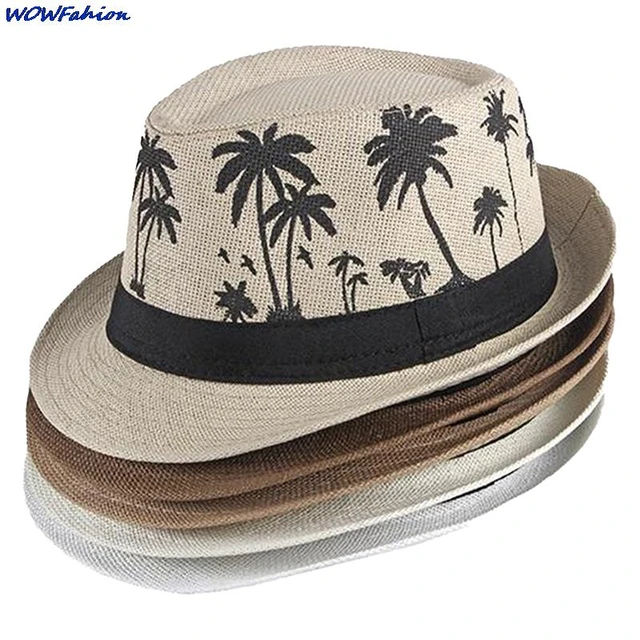 Chapéu de palha masculino com estampa de coco
