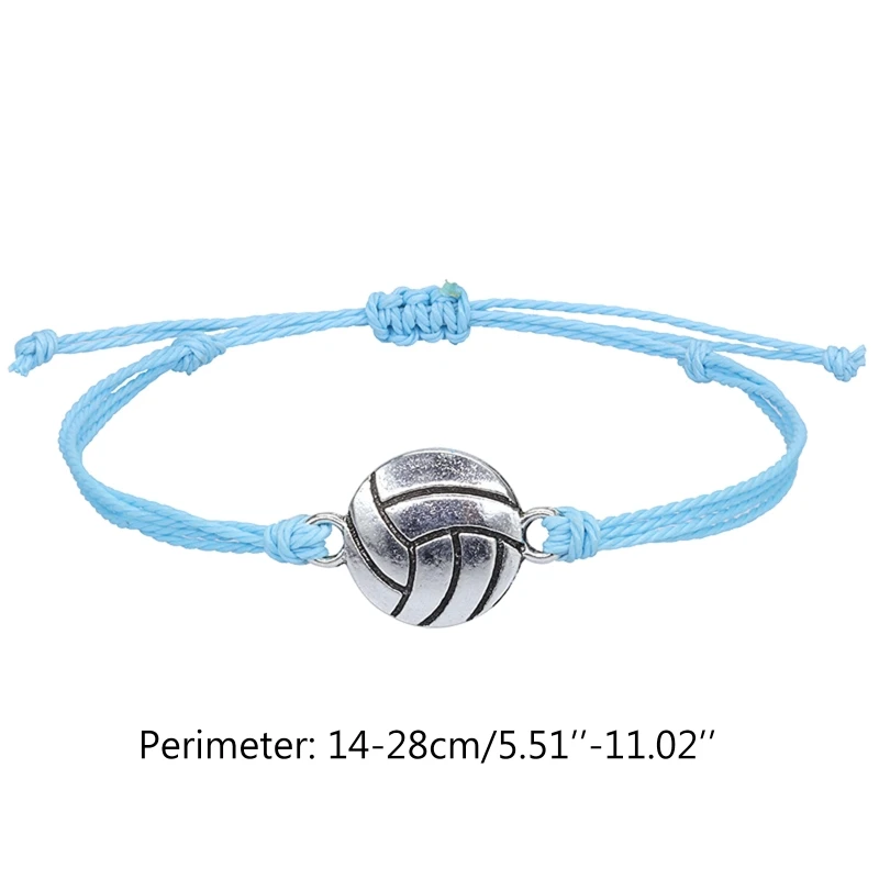 VolleyballCharmBraceletAdjustableWovenJewelryVolleyballCharm