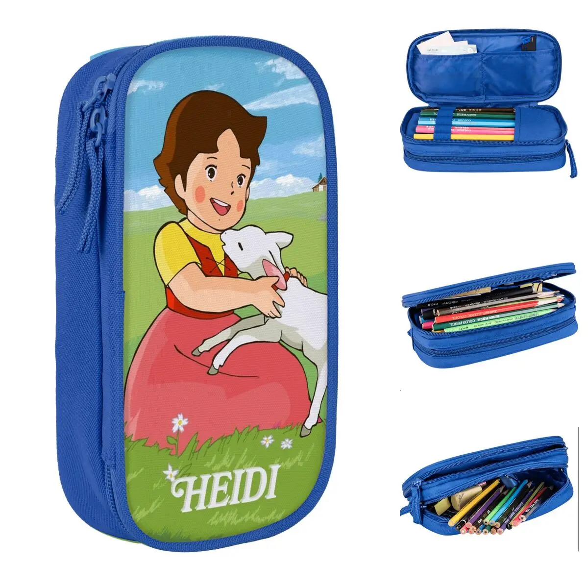

Heidi The Girl Of The Alps Pencil Case Double Layer Large-capacity Kids School Supplies Fun Pencil Case Stationery Birthday Gift