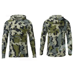 Camouflage Long Sleeve Fishing Shirt Outdoor Sun Protection T-Shirt Tops Quick Dry Breathable Fishing Clothing UPF 50+ Jerseys