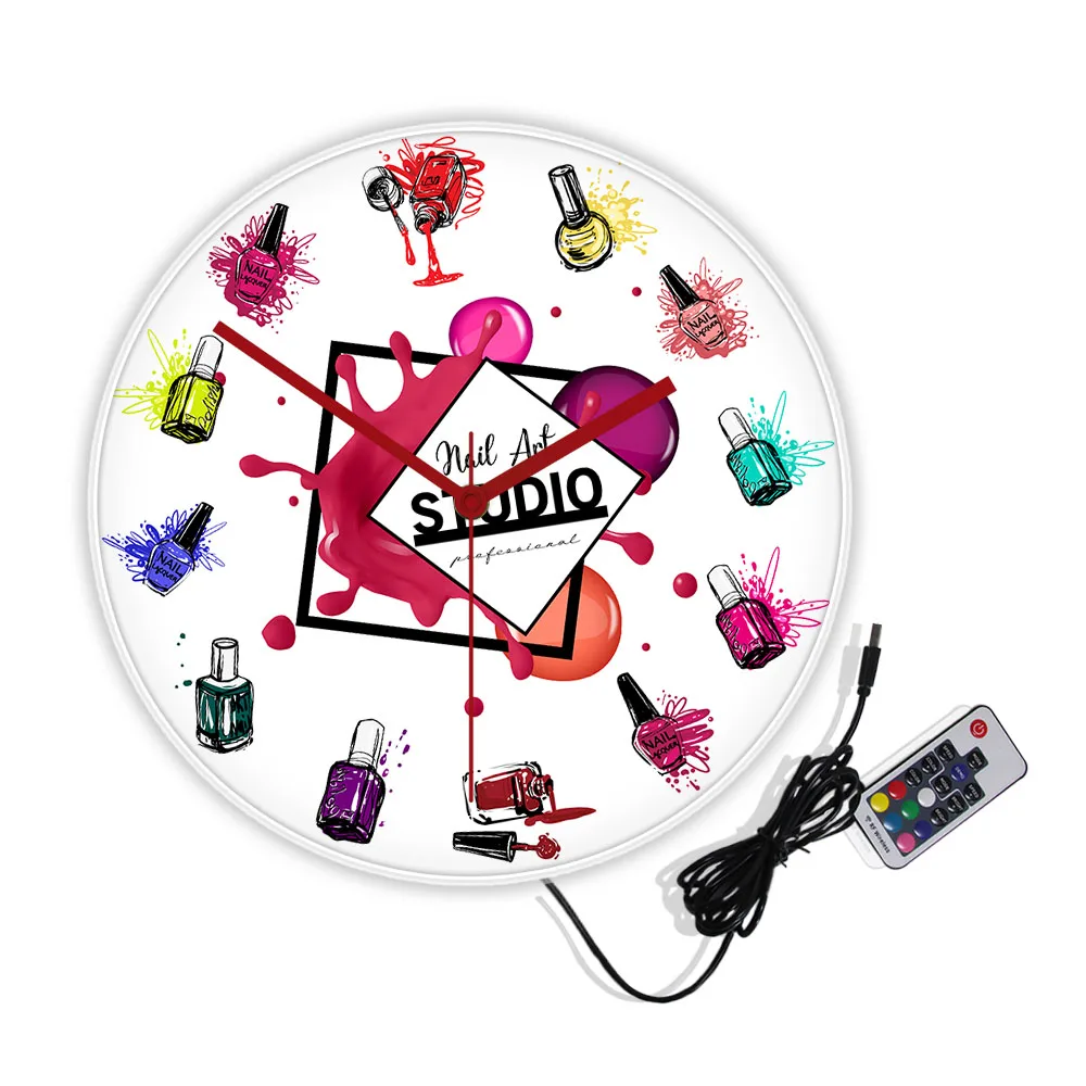 Nail Art Studio Decorative Wall Clock Silent Quartz Clock Haning Wall Watch Beauty Salon Decoration Nail Technician Gift Idea 3