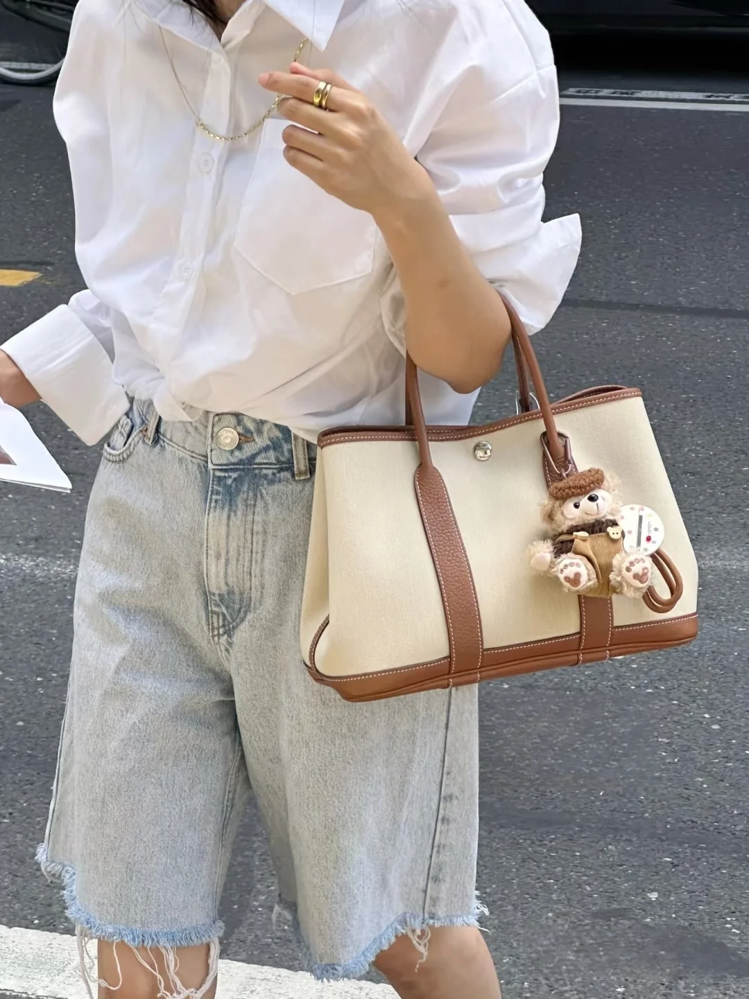 2025 New Women's Large Capaci Canvas Leather Garden Tote Bag Casual Sle Commuting Bag for Work Cuter Bag