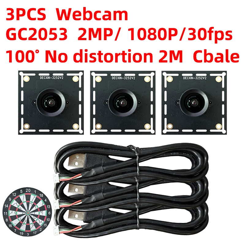 3PCS GC2053 2MP 1080P 100도 USB 카메라 모듈 자동 다트 점수 계..