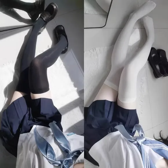 Black White Thigh High Stockings – Ultra Thin JK Lolita Socks 11 S45187f2e897d43db807b873bbc698d5cU