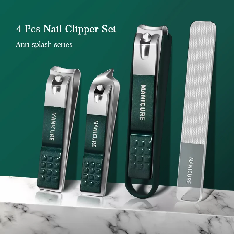 

2/3/4pcs Fashion Stainless Steel Nail Clippers Set No Splash Clipper Fingernail Cutting Trimmer Toenail Scissors Pedicure Tool