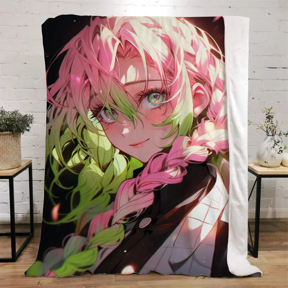 Demon Slayer-Kanroji Mitsuri Warm Winter Blankets for Sofa Cover Blanket Beach Towel Luxury Bedding Fluffy Plaid Bed Throw Knee 3