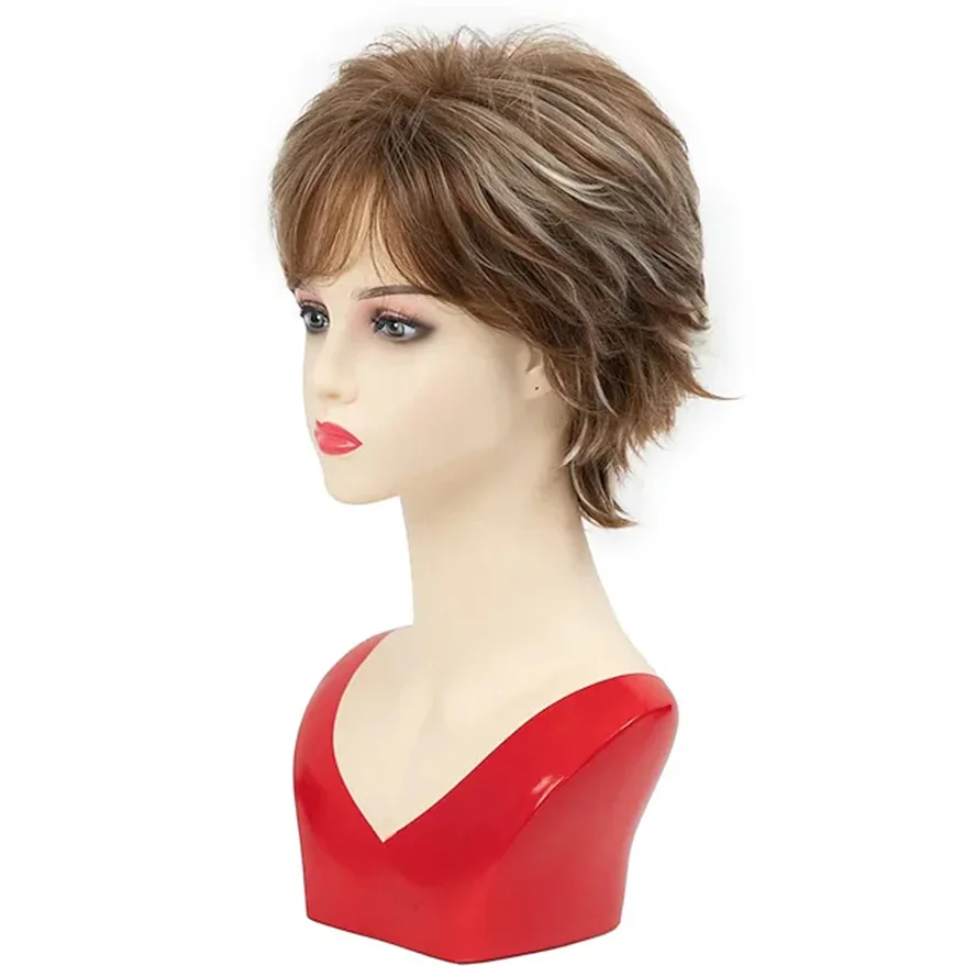 10 Inch Synthetic Hair Replacement Wigs Natural Looking with Bangs Short Straight Layered For Women synthetic wigs