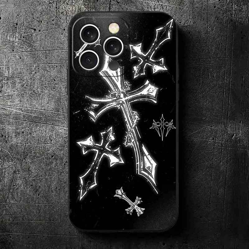 Gothic Cyber Sigil Cross Soft Black Phone Case s Back Cover