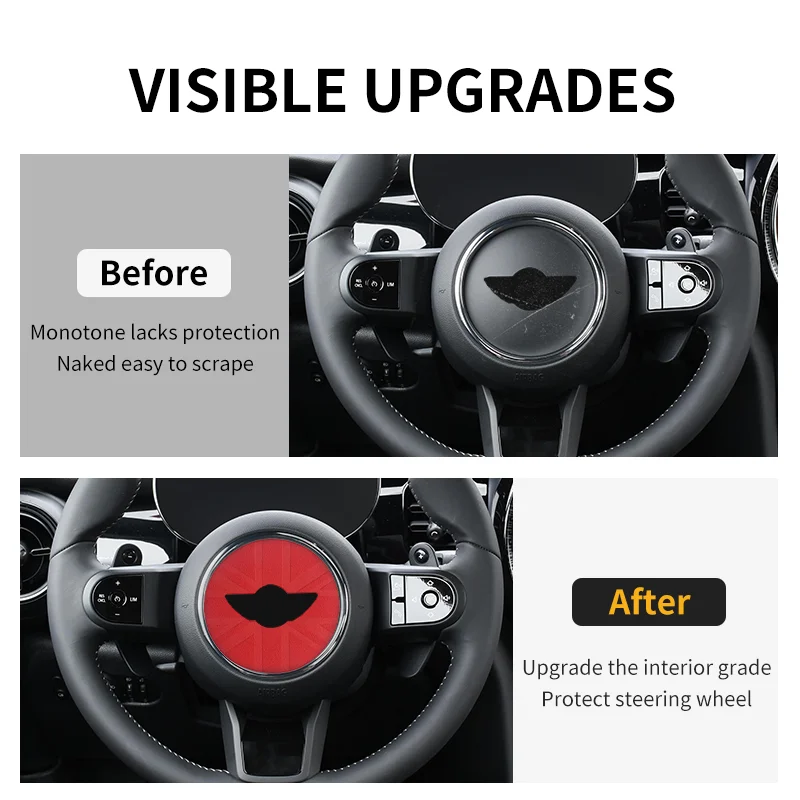 Suede Steering Wheel Center Cover Trim Sticker - Premium Car Accessory
