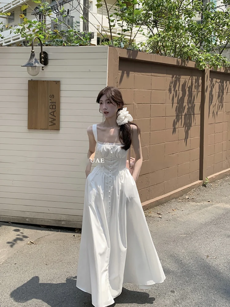 

Elegant Vintage Floral Midi Dress Women Party Prom Lace Patchwork Strap One Pieces Dresses Summer Ladies Korean Bodycon Vestidos