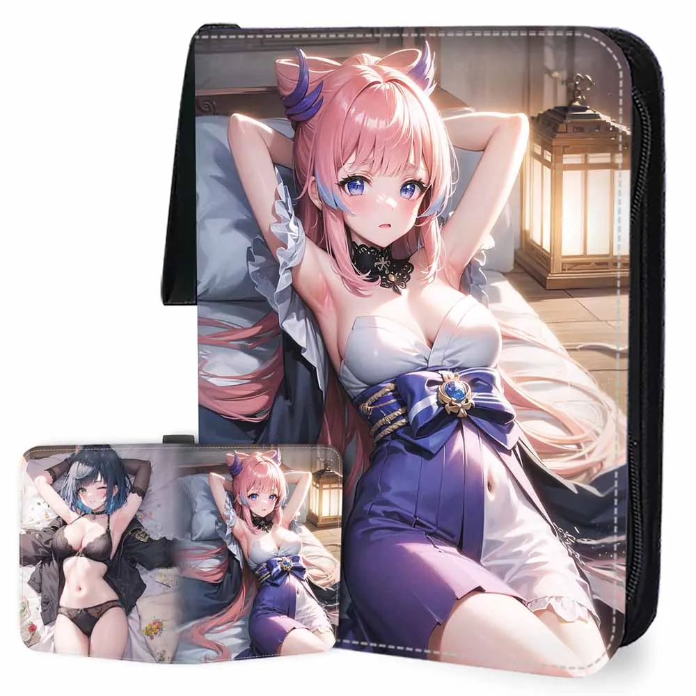 

Anime Cartoon Pu Leather Zipper Card Album 4/9Pockets 50Pages Genshin Impact Card Book Sexy Beautiful Girl Card Storage Bag Gift