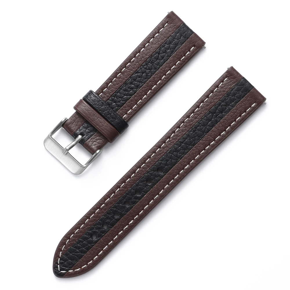 Premium Leather Watch Straps - Elegant Cowhide Bands in Black, Brown, and White