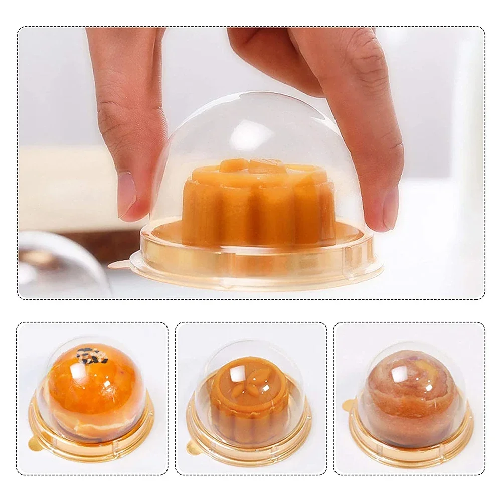 Clear Plastic Mini Cupcake Box Round Cupcake Mooncake Dessert Container Box Cookies Muffins Dome 50PCS