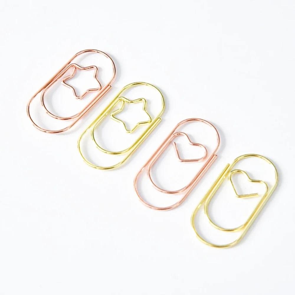 10Pcs W011 Clips Small Heart Gold Rose Gold Color Clip Bookmark Binder Clip School Tool W011clip Patchwork Student