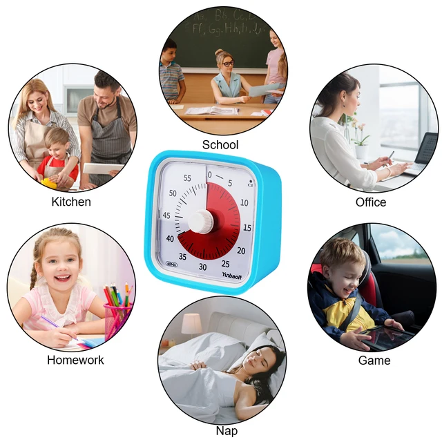 60 Minute Visual Timer Silent Mode Time Management Tool with Night Light Countdown Timer Kids Alarm Clock with Protective Case 6