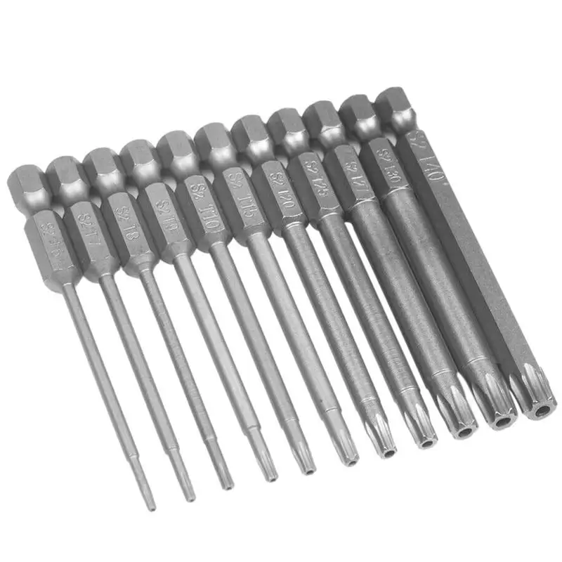 11Pcs Torx Bit Set Magnetic Tamper Resistant Star Bits T6-T40 Screwdriver Wrench Drill Bit Set drill accessory tool