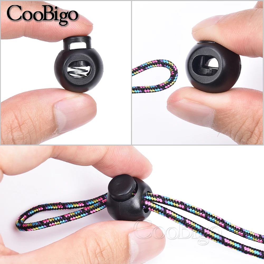 Description Picture 5 of item10pcs Spring Cord Lock Stopper Ball Toggle Clip Lanyard Retainer Stop Cordon Shoelace Drawstring Sportswear Rope Clamp Plastic