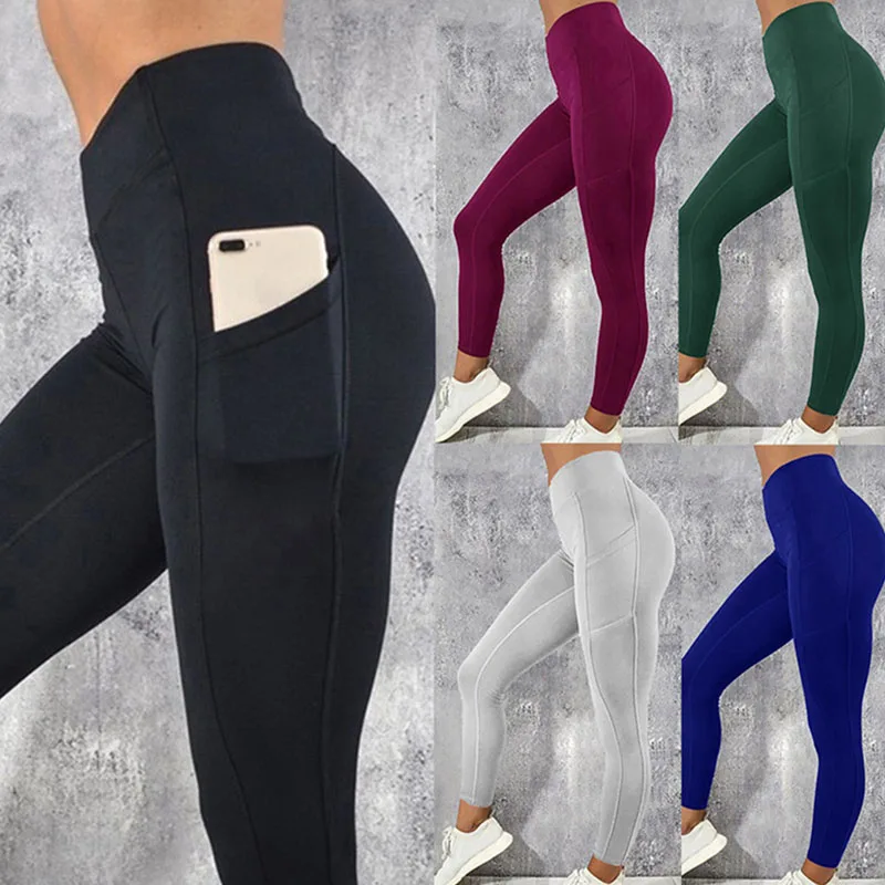 

2023 Women Gym Leggings Sexy Fitness Push Up High Waist Pocket Workout Slim Leggins Fashion Casual Mujer Pencil Pants