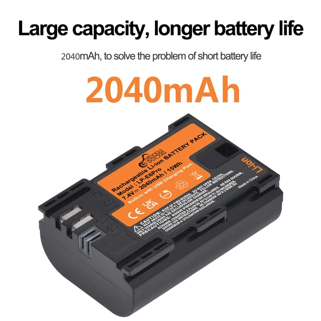 New LP-E6 LP-E6N Battery with USB Charge Port for Canon EOS 5DS 5D Mark II  Mark III 6D 7D 60D 60Da 70D 80D 90D R5 R6 Cameras - AliExpress