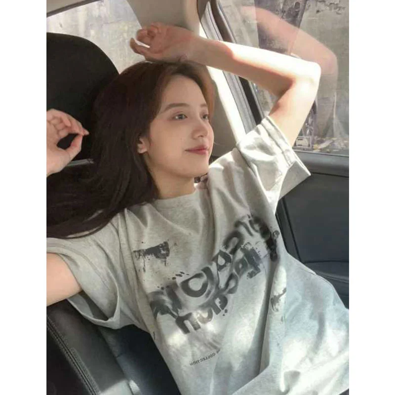 Deeptown Y2k Harajuku Tshirt Women Vintage Oversize Grunge Short Sleeve Aesthetic Tees Korean Fashion Goth Streetwear Top Hippie