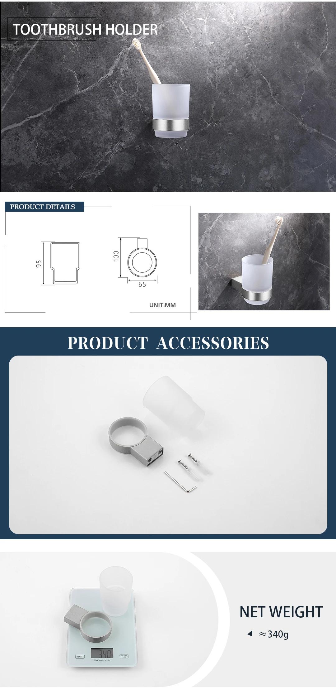 Brushed Bathroom Hardware Accessories Set  Brass Kit Towel Bar Ring Robe Hook Paper Holder Towel Ring Toilet Brush