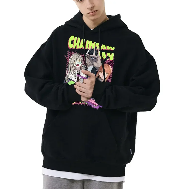 

New Anime Men Women Fashion Cotton Oversized Sweatshirt Chainsaw Man Denji Hayakawa Aki Power Makima Print Hoodie Male Tracksuit