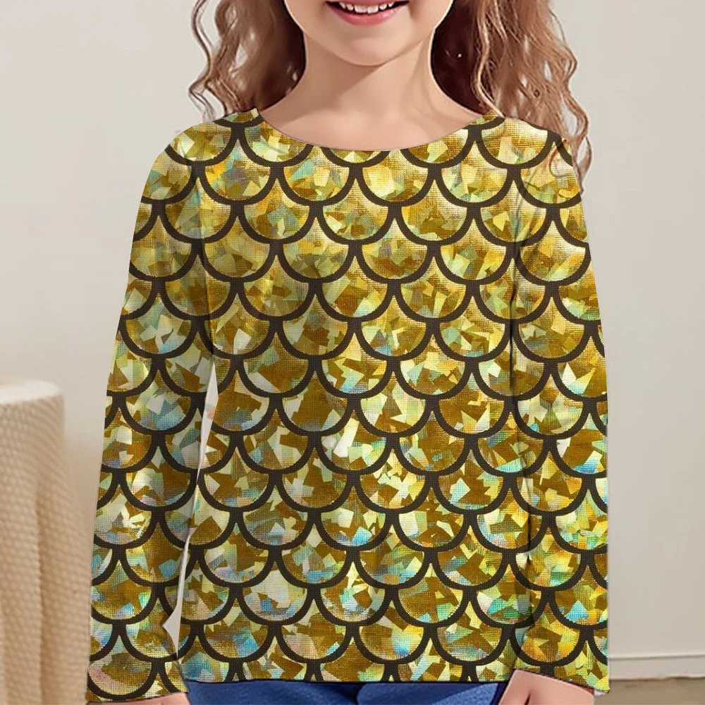 Children's Clothing Girl T-Shirts Short Sleeve Child T-Shirt Beautiful Fish Scales Print Casual Kids Summer Clothes Girl Tops﻿ 2