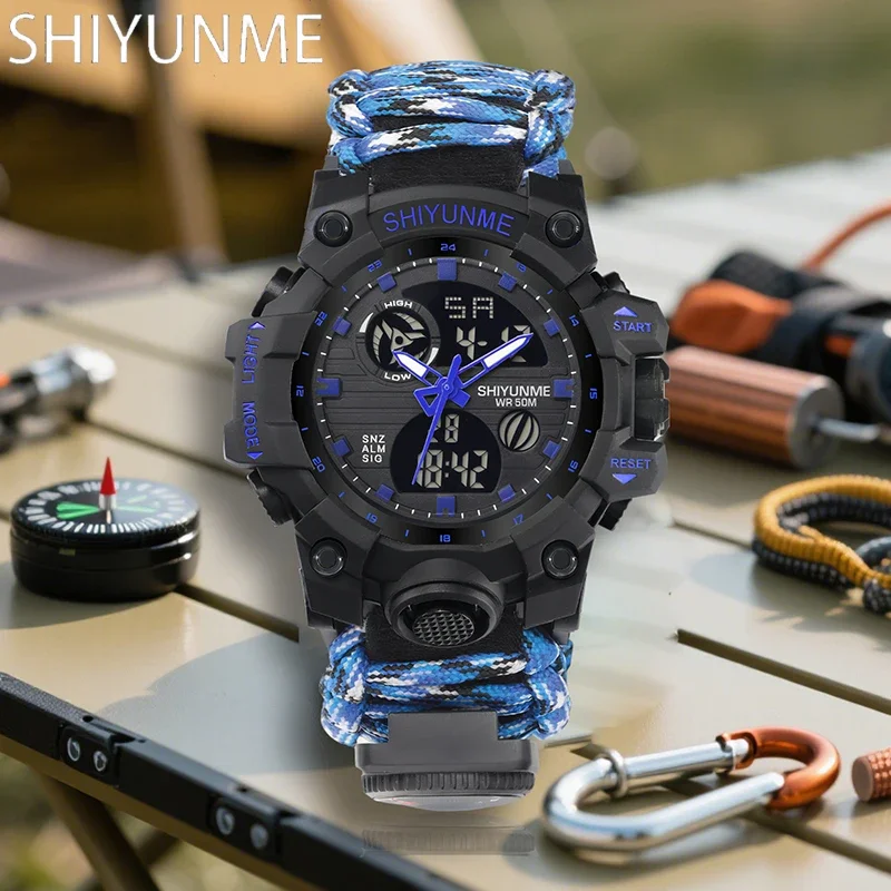 SHIYUNME G Style Military Men's Watch Waterproof Chronograph LED Electronic Compass Outdoor Sports Male Watch Relogios Masculino