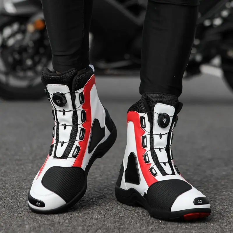 Waterproof Motorcycle Boots Men's Mid-Calf Motorcycle Protective Boots Rubber-Soled Off-Road Shoes Shoes