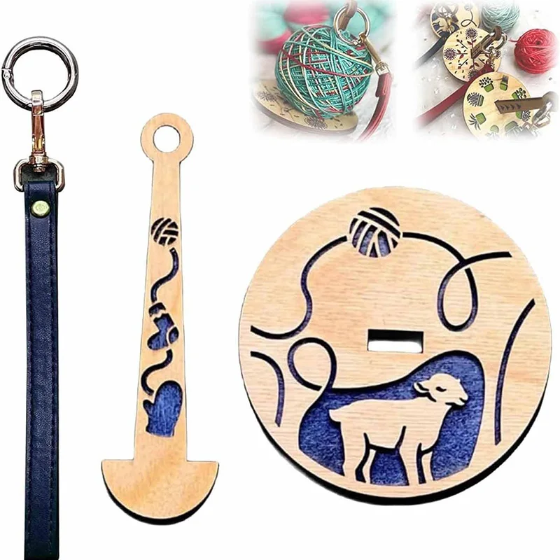 Portable Wooden Yarn Holder With Wrist Charm For Outdoor Use Foldable Yarn Holder Easy Storage DIY Knitting Crochet Tool 1 Set yarn holder