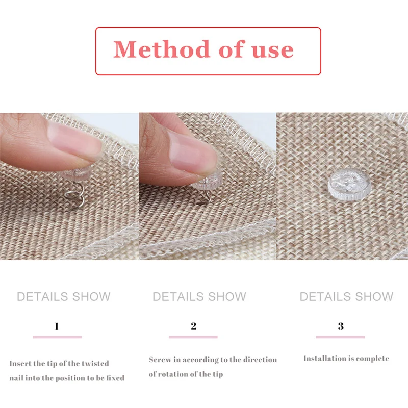 Sewing Pins 50/100pcs Transparent Twist Nail Pins for Sofa Sheet Plastic Head Pin Screw Fastening Safety Buckle for Fixed Blankets