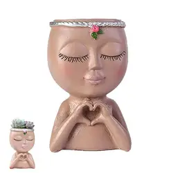 Zen Buddha Resin Succulent Planter - Artistic Design for Home, Office, and Garden Decor (B)